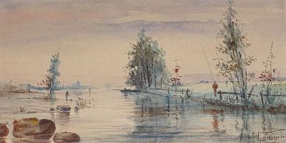 A. GUILLEMIN.

Paysages lacustres animés.

Deux...