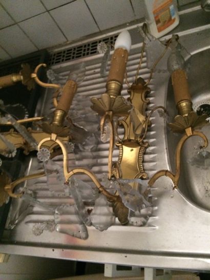 Pair of small sconces with three light arms...