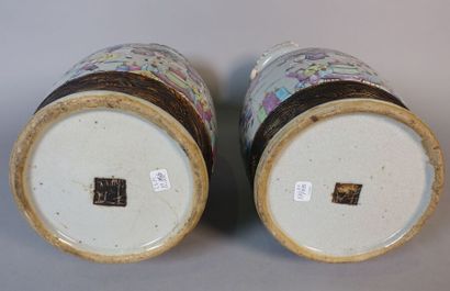 Pair of Chinese porcelain vases in baluster...