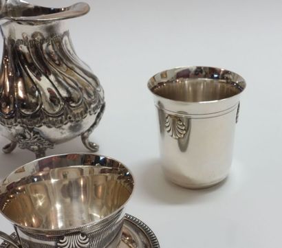 A set of silver plated metal objects comprising...