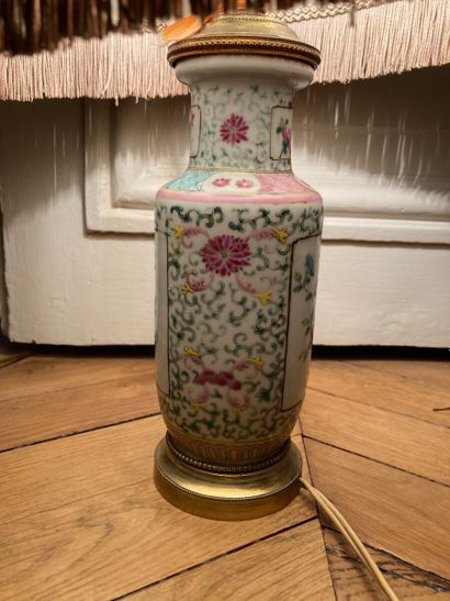 Small porcelain scroll vase with enamels...