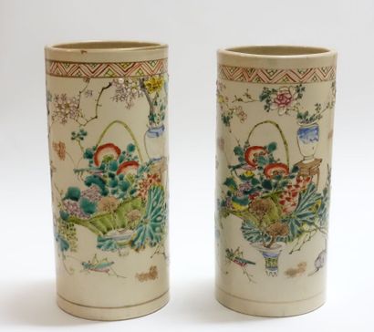 CHINA.

Pair of porcelain scroll-shaped vases...