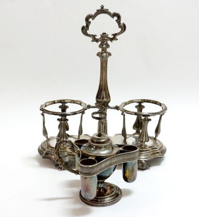Silver oil and vinegar quadripod door with...