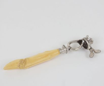 Silver plated metal leg of lamb tongs, the...