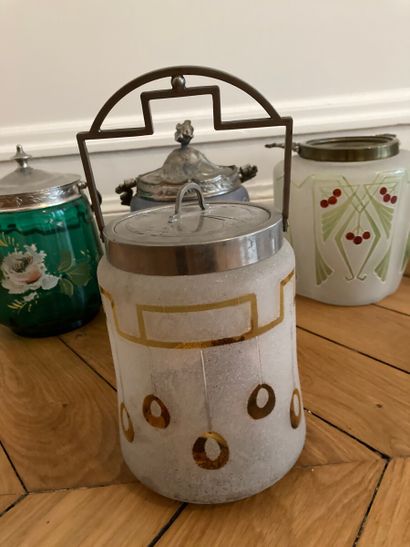 A collection of seven cookie jars made of...
