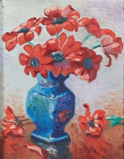 École moderne. 

Bouquet de fleurs aux coquelicots...