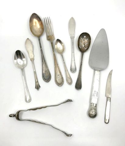 Set of silver and silver plated metal cutlery...