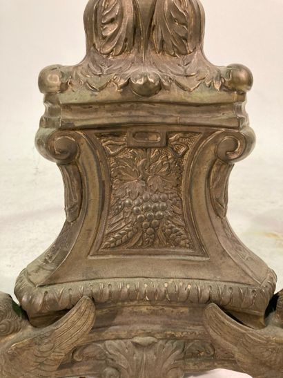 Brass pick with foliage and grape bunches...