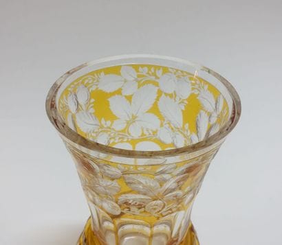 Translucent and yellow glass vase.

(Shine...