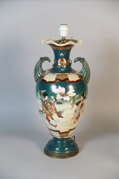 Fine earthenware baluster vase with japanese...
