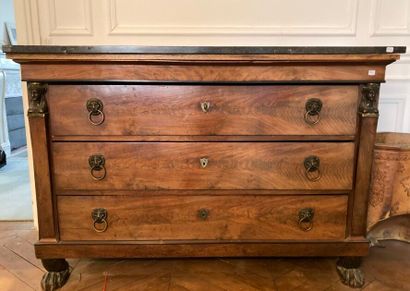 Mahogany and mahogany veneer chest of drawers...