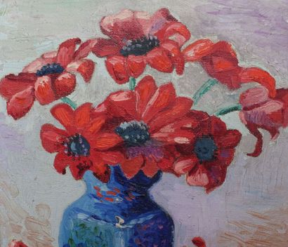 École moderne. 

Bouquet de fleurs aux coquelicots...