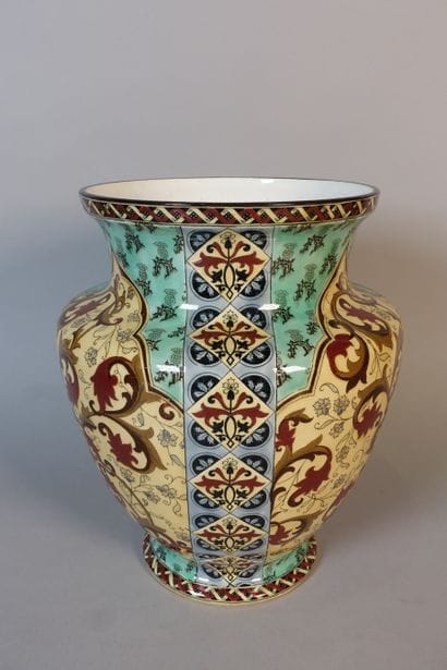 Fine earthenware baluster vase with scrolls...