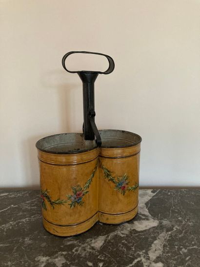 Painted sheet metal bottle holder decorated...