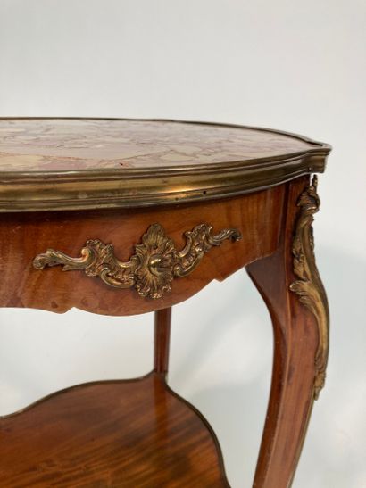 Table en acajou massif et bronze doré de...