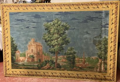 Grand panneau de papier peint à décor d'un...