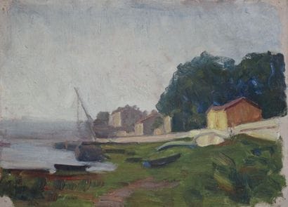 Attributed to Auguste VUILLEMOT.

River bank.

Oil...