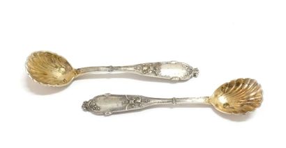 Pair of salt shakers and salt shovels in...