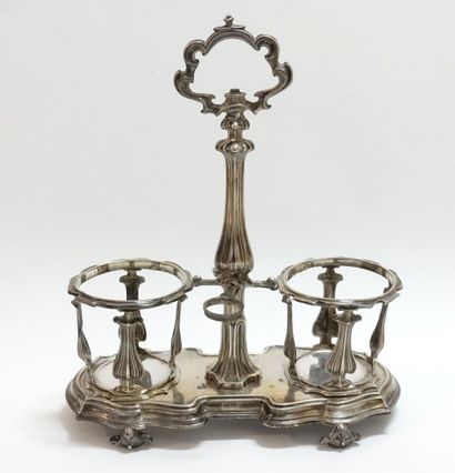Silver oil and vinegar quadripod door with...