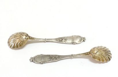 Pair of salt shakers and salt shovels in...