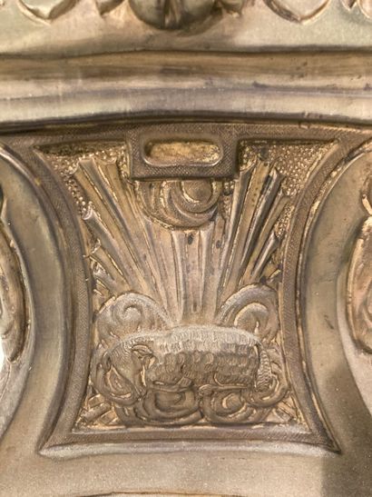 Brass pick with foliage and grape bunches...
