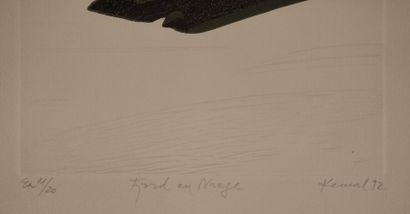 KERVAL (?).

Fjord au nuage (?).

Lithographie,...