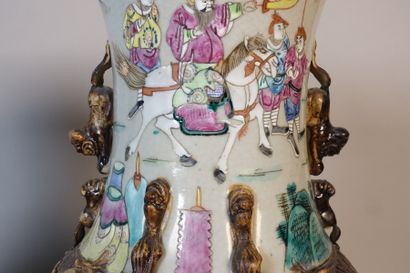 Pair of Chinese porcelain vases in baluster...