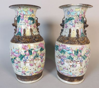 Pair of Chinese porcelain vases in baluster...