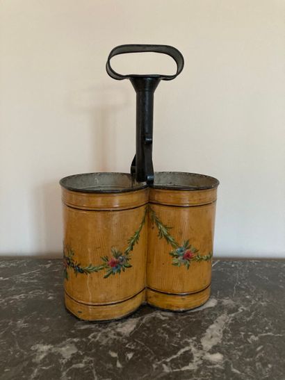 Painted sheet metal bottle holder decorated...