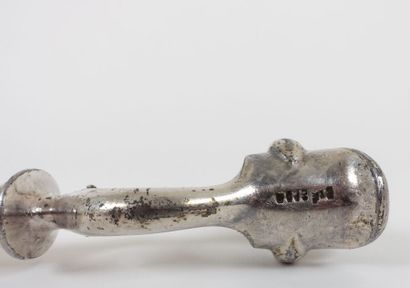 Silver plated metal leg of lamb tongs, the...