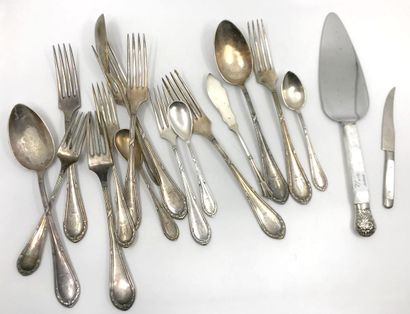 Set of silver and silver plated metal cutlery...