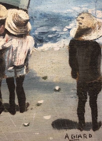 A. GIARD - 20th century.

Children on a beach.

Oil...