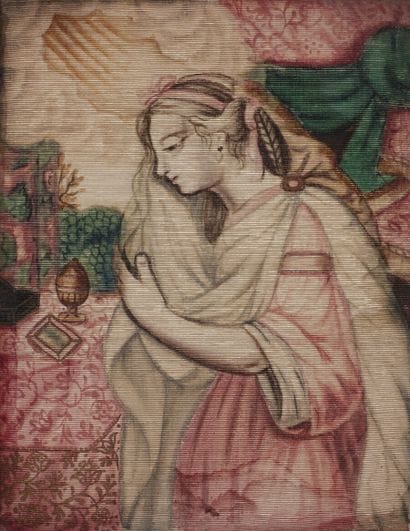 Draped woman.

Painting on fabric glued on...