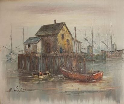 A. SIMPSON.

Fishing port.

Oil on canvas,...