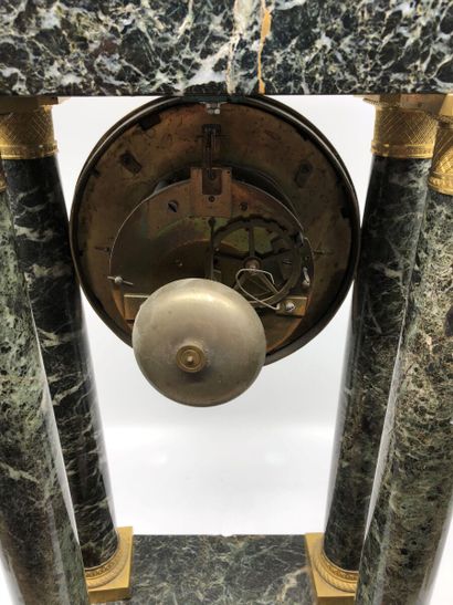 Portico clock in sea-green marble with four...