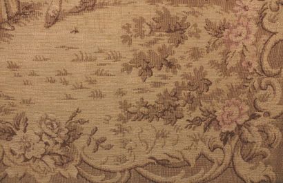 Gallant scenes.

Pair of framed tapestries.

(Stains.)

Top....
