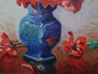 École moderne. 

Bouquet de fleurs aux coquelicots...