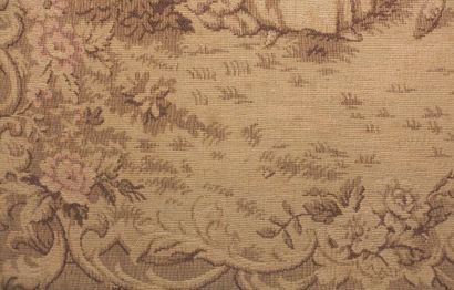 Gallant scenes.

Pair of framed tapestries.

(Stains.)

Top....