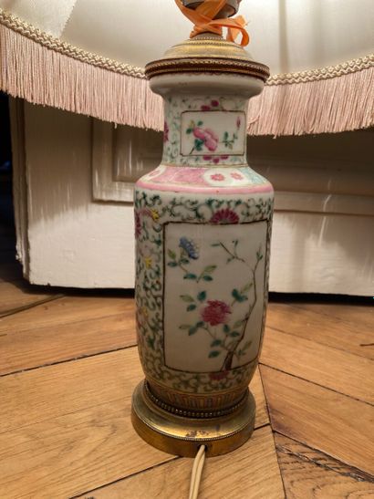 Small porcelain scroll vase with enamels...