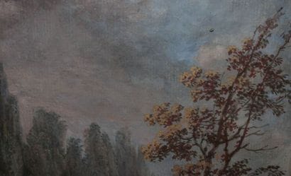 Entourage de Moreau l'Aîné. 

Paysage animé.

Gouache.

Haut....
