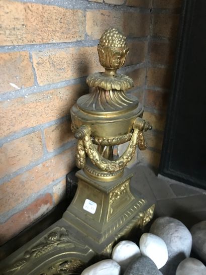 Pair of ormolu bronze andirons decorated...