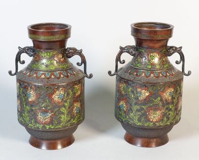CHINA. 

Pair of baluster vases in cloisonné...