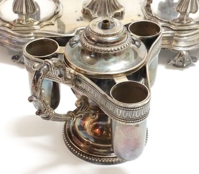 Silver oil and vinegar quadripod door with...