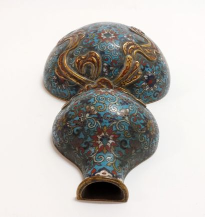 Small double-bellied applique vase in cloisonné...