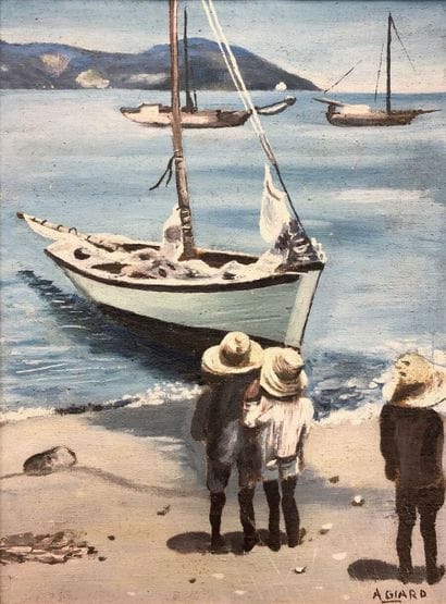 A. GIARD - 20th century.

Children on a beach.

Oil...