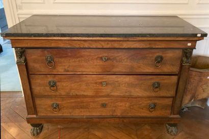 Mahogany and mahogany veneer chest of drawers...