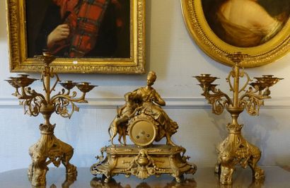 Gilded ruler mantel set consisting of an...