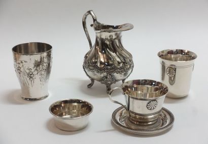 A set of silver plated metal objects comprising...