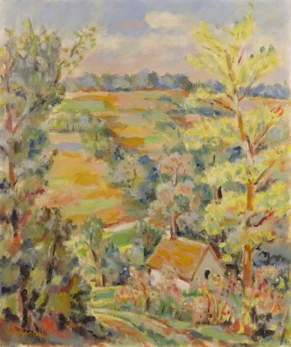 LOISEAU.

Maison dans un paysage au printemps.

Huile...