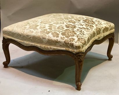 Grand tabouret rectangulaire en hêtre mouluré...